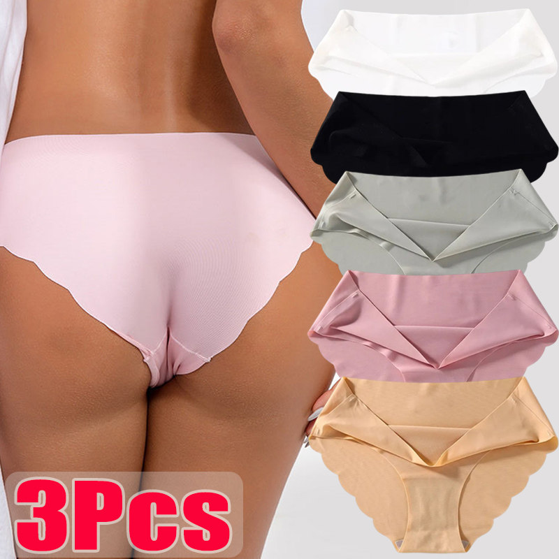 新品3pcs/Set Womens Seamless PantiFes Slip Silk Underwear F