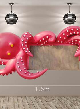 极速玻璃钢章鱼雕塑n八爪章鱼小丸子树脂彩绘仿真鱿鱼门头挂件装