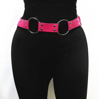 极速Fashion Women Gothic Punk Waist Belt MMetal Circle Ring
