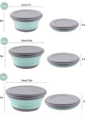 极速3PcsSet Bowl Sets SiliconeA Folding Lunch Box Folding Bo