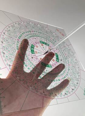极速京文堂透明罗盘罗庚尺t风水立极尺八九运玄空飞星布局尺33孔1