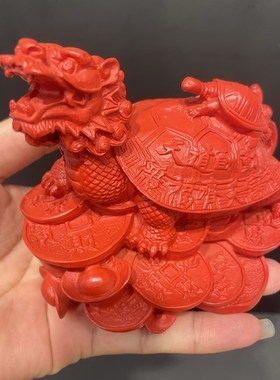 保真朱砂龙头龟子母龟摆件母子龙龟工作家用风水真宅来米金鰲钱龟