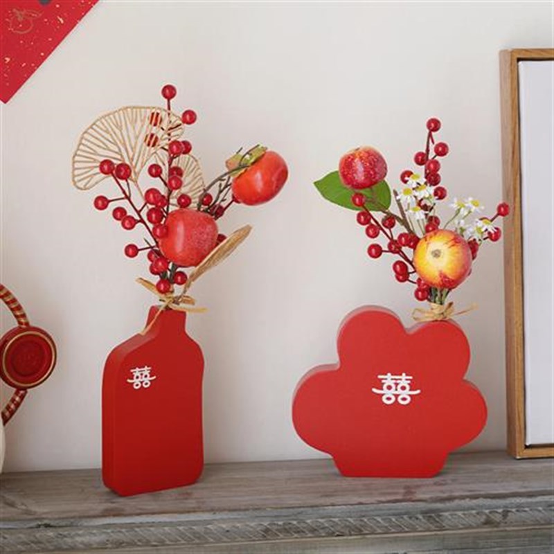 结婚喜字花瓶摆件花敬茶背景梳妆台装饰婚庆卧室婚房布置桌面饰品