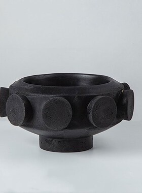 轻奢简约风果盘摆件黑色现代客厅茶几桌面样板房酒店软装饰品摆设