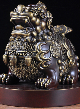 紫铜色招财貔貅摆件风水皮丘家居客厅电视柜酒柜装饰品乔迁送礼品