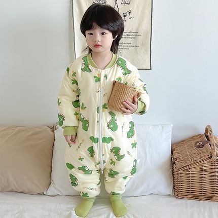男童连体睡衣冬季加厚睡袋婴儿秋冬款纯棉儿童R连身衣男宝宝冬天
