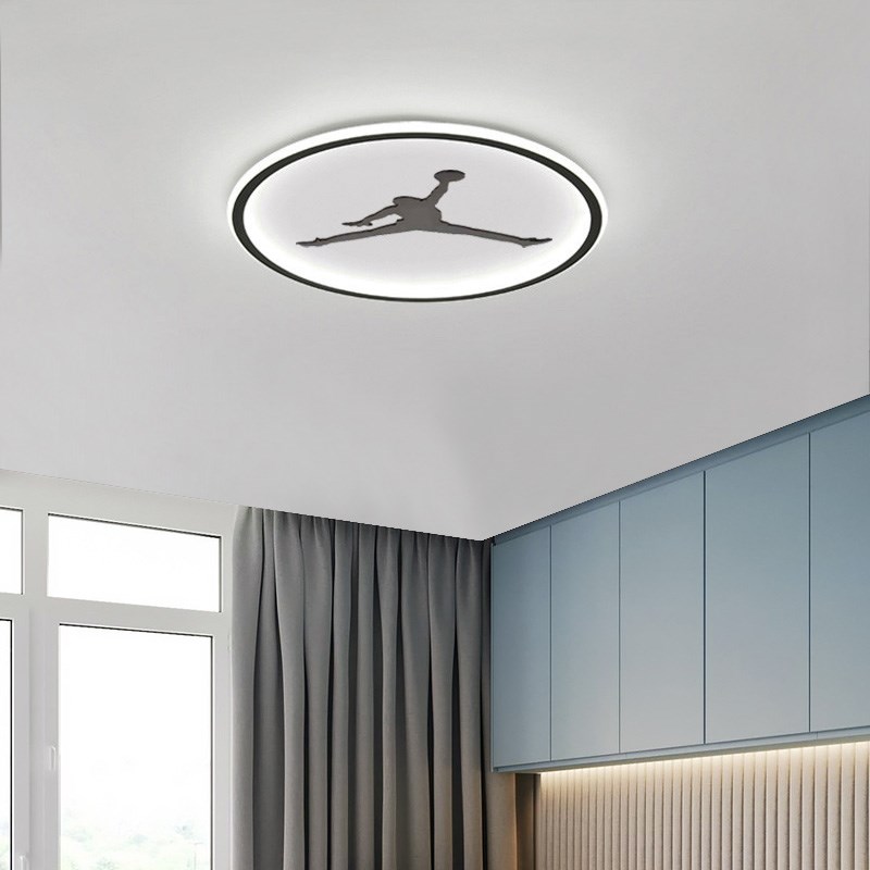 儿童房吸顶灯现代简约男孩卡通创意篮球灯扣蓝卧室 超薄led北欧灯