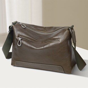 澳懿新男士头层牛皮单肩包真皮大容量斜挎包复古男包商务休闲潮牌