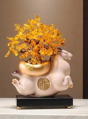 马上发财办公室装饰摆饰玄关电视柜酒柜马到成功摇钱树开业礼品