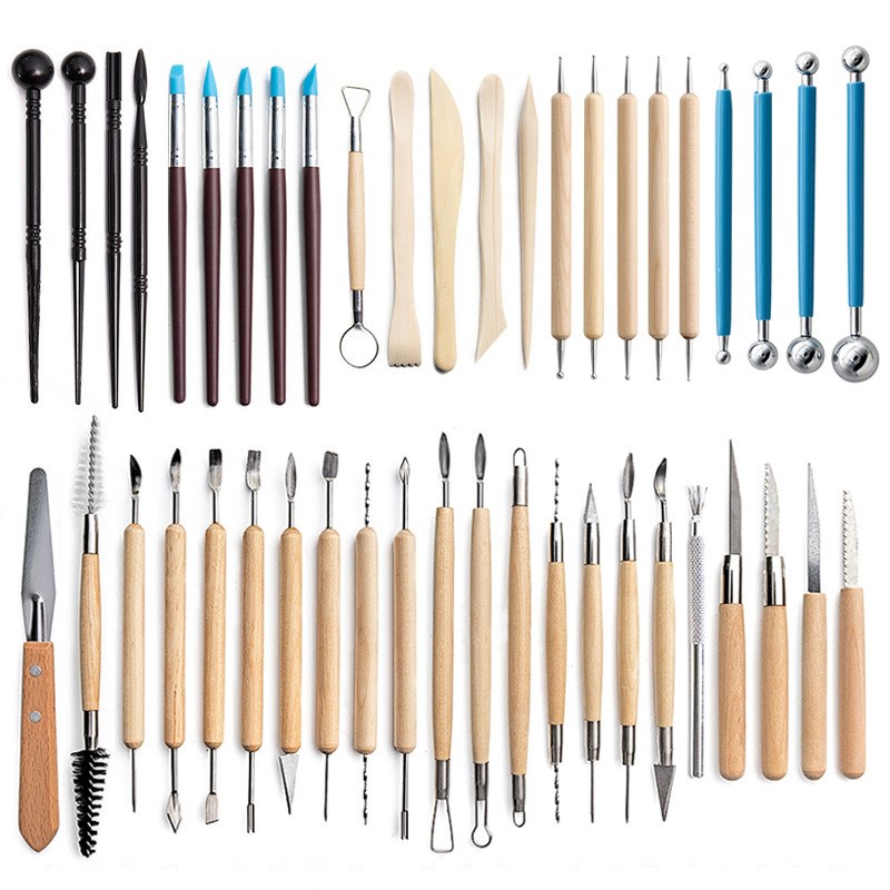 陶艺工具件套装硅胶点钻笔压痕丸棒E手办泥塑软陶泥工具 雕刻刀