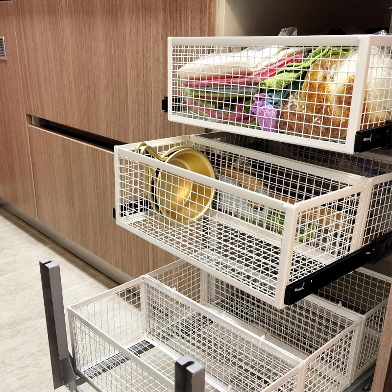 网格收纳箱整体橱柜拉篮铁艺超市陈列收纳筐定制厨房衣柜金属抽屉