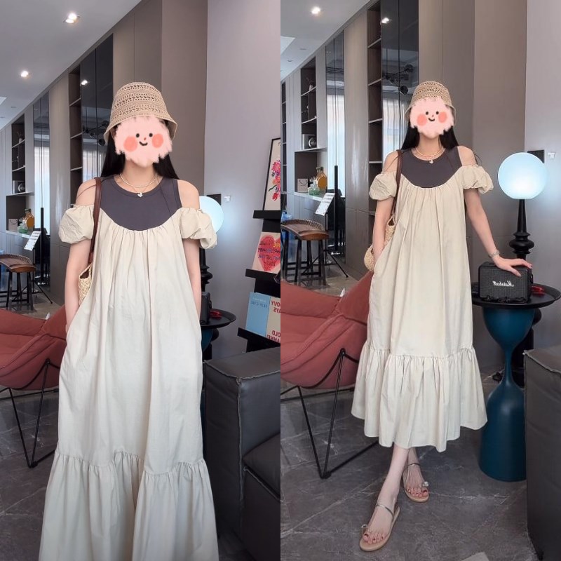 2025夏季新款孕妇裙子设计感宽松短袖拼接假两件时尚洋气女连衣裙