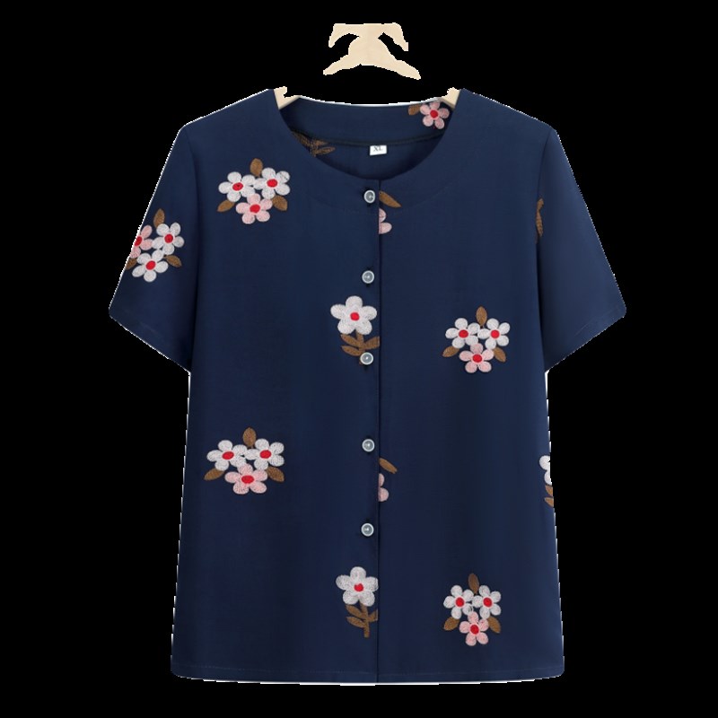 妈妈夏装中老年人女装奶奶套装z短袖t恤老太太开衫老人衣服上衣薄