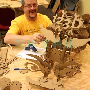 3D创意123D瓦楞纸板套件拼装模型 激光线切割雕刻CAD格式图纸素材