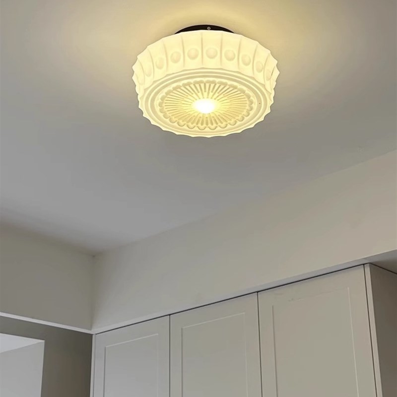 法式复古奶油风玻璃吸顶灯老上海洋房酒店过道灯餐厅吧台卧室吊灯