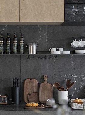样板间展厅厨房橱柜软装饰品搭配储物罐咖啡杯组合套装