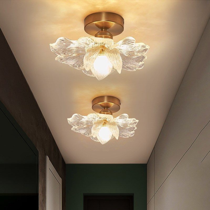 花瓣灯法式复古吸顶灯轻奢走廊灯美式入户玄关过道阳台灯现代简约