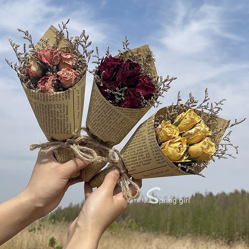 玫瑰迷你干花小花束 包装送人拍照道具送闺蜜男女朋友520七夕礼物