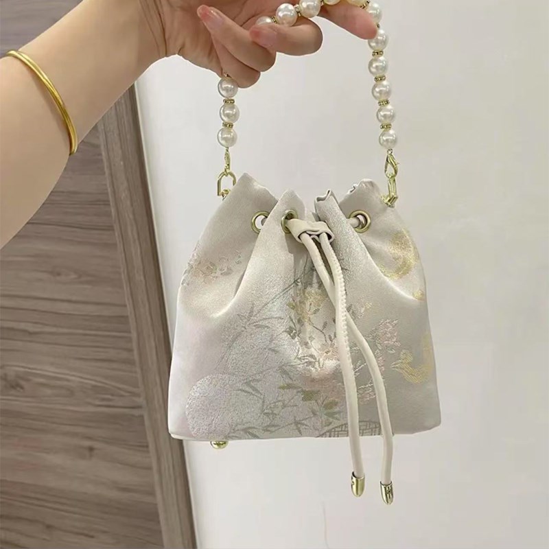 《云朵包包》提花手拿包古风气质中式穿搭优雅复古手提包水桶包