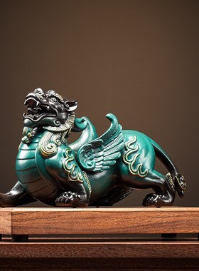 陶瓷招财貔貅摆件一对公司酒柜博古架玄关办公室装饰店铺开业礼品