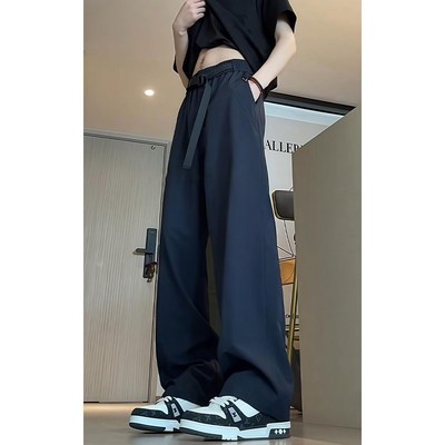 卡扣腰带冰丝裤子男款夏季薄款户外登山裤潮牌美式速干弯刀伞兵裤