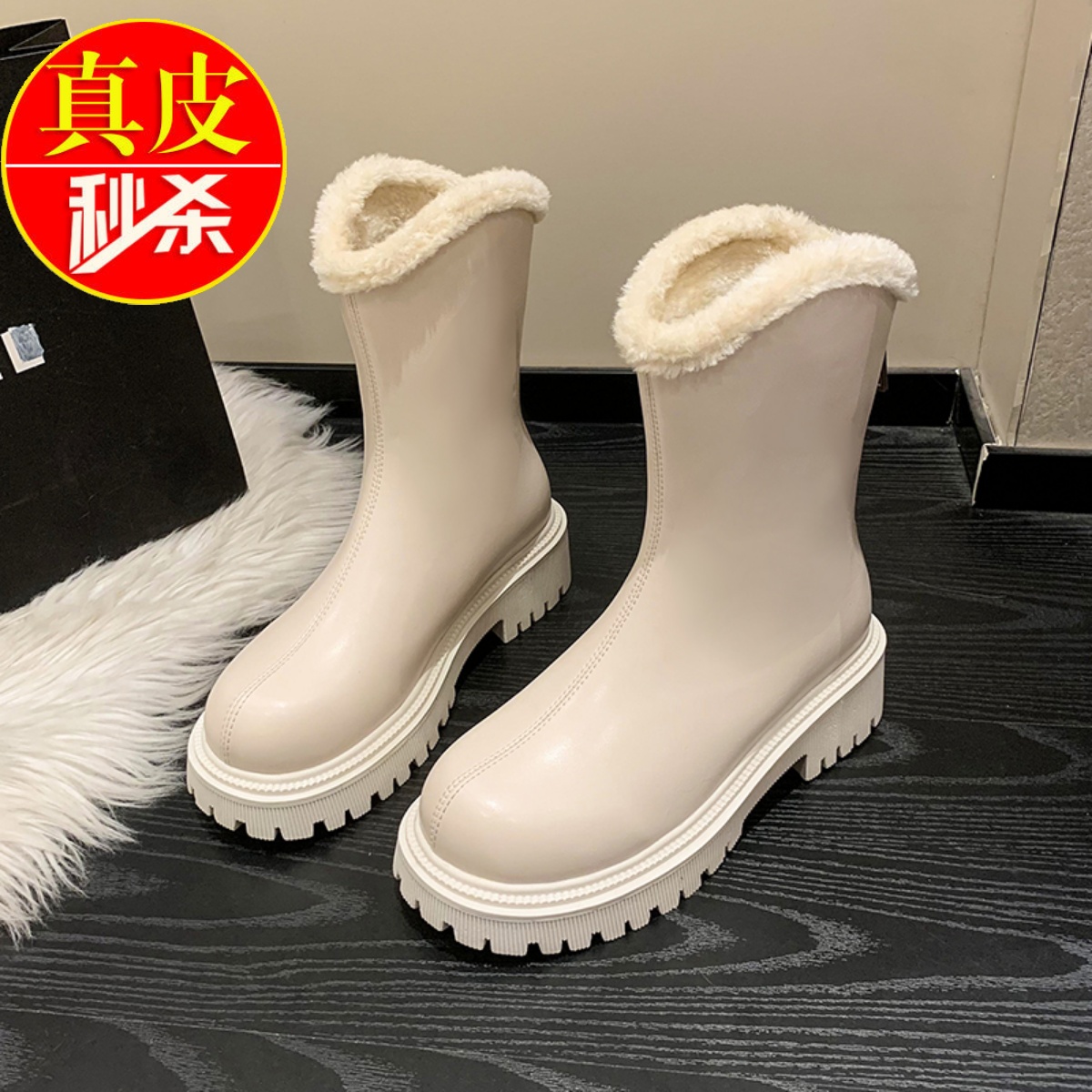 雪地靴女2024新款秋冬季加绒女靴子网红K短靴复古厚底保暖马丁棉