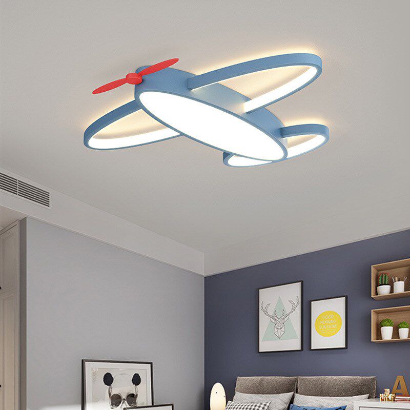 新款温馨现代简约全光谱男孩飞机造型儿童吸顶灯卧T室灯个性创意