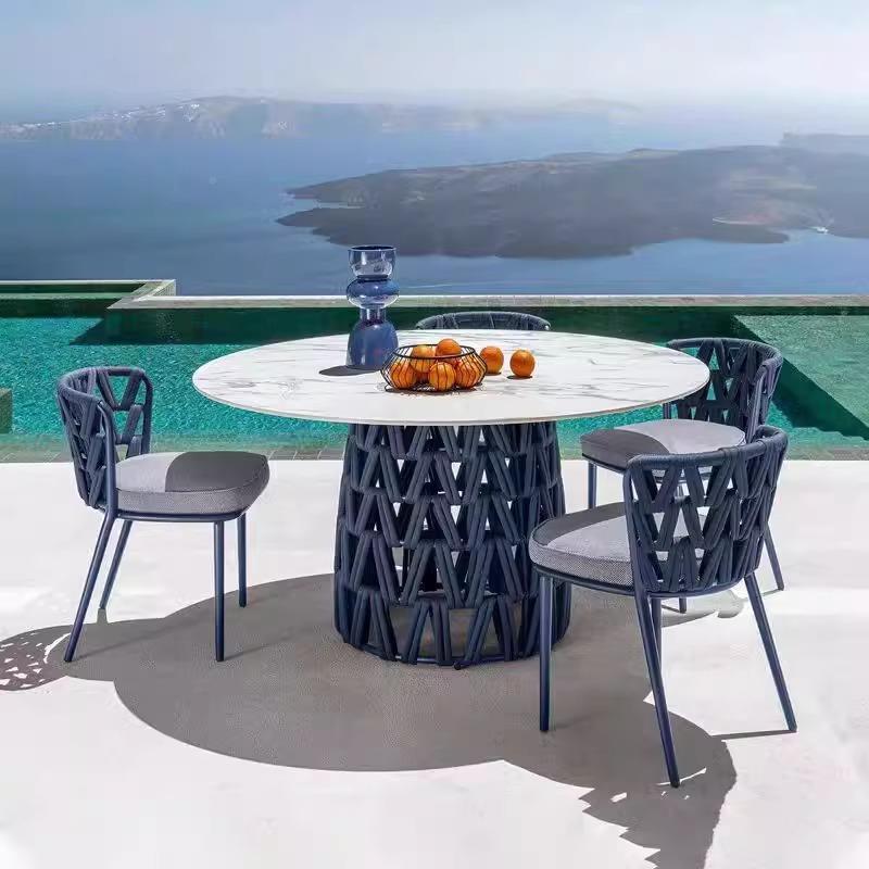 藤高P端定制庭院户外桌椅露户天室外E编绳桌椅防水防晒花伊布桌椅