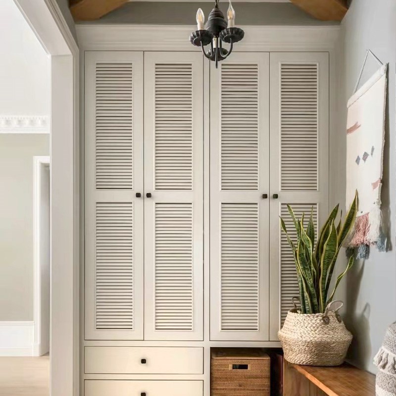 实木百叶门定h制折叠门衣柜门透气百叶窗格栅卧室透光透气百叶门