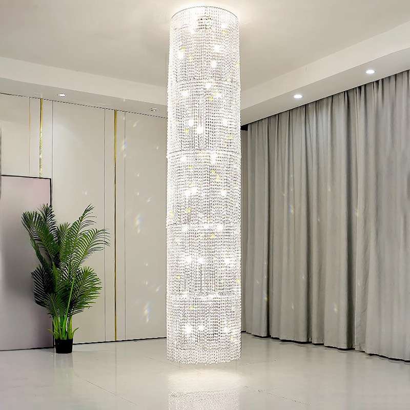 豪华大气别墅楼梯间客厅吊灯轻奢复式楼梯吊灯长吊灯水晶珠帘吊灯