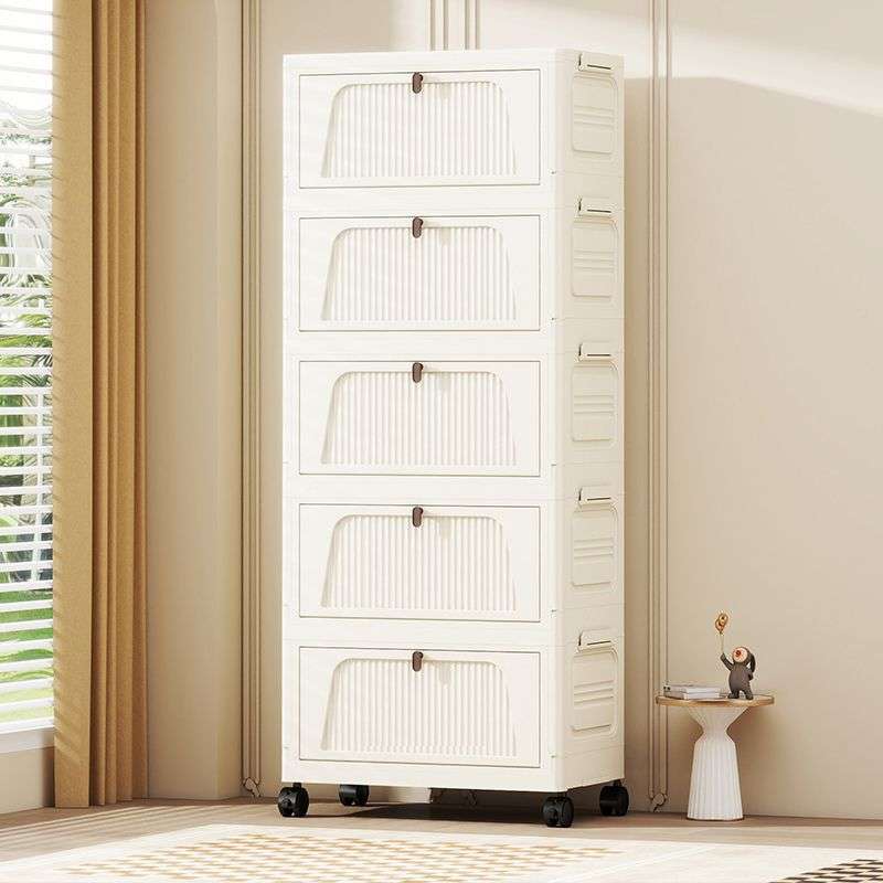 45CM宽翻盖式家用折叠收纳箱客厅杂物储物柜卧室床头防尘柜置物架