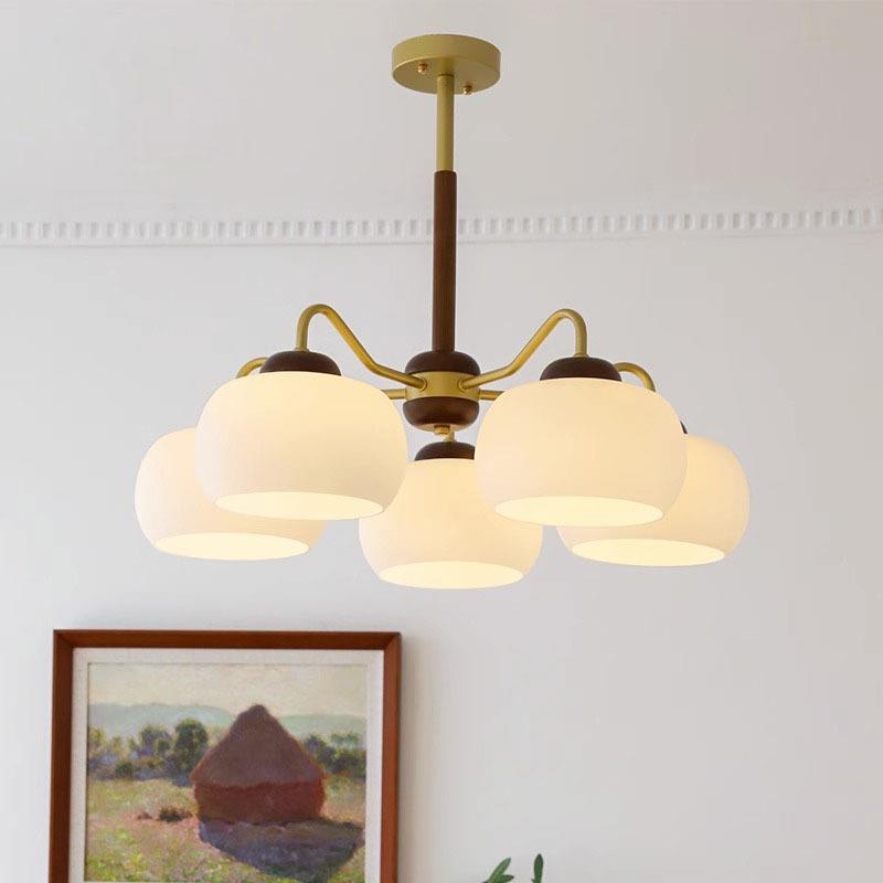 美式胡桃木艺吊灯 北欧复古原木风客厅卧室书房餐厅灯具