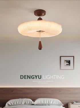 法式中古风卧室吊灯日式复古布艺南洋风房间书房宋代美学主卧室灯