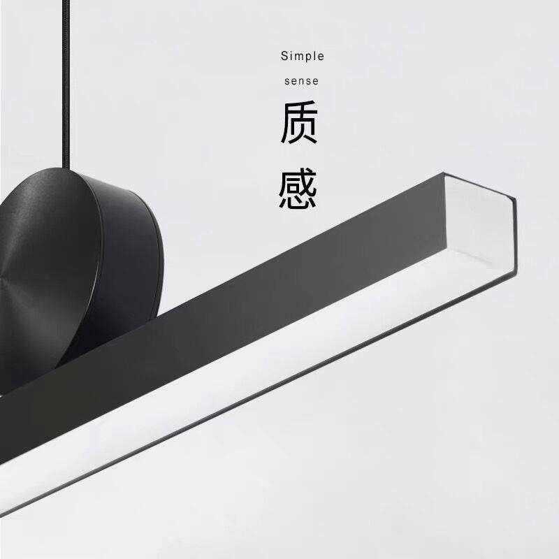 北欧极简全铜黑色餐厅吊灯意式几何吧台岛台灯办公室一字长条灯具