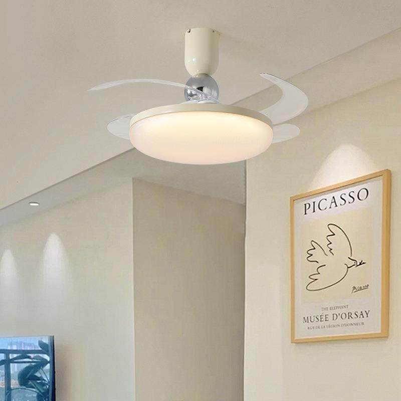 法式中古风扇灯奶油风客厅卧室灯具全光谱护眼餐厅静音吊扇一体灯