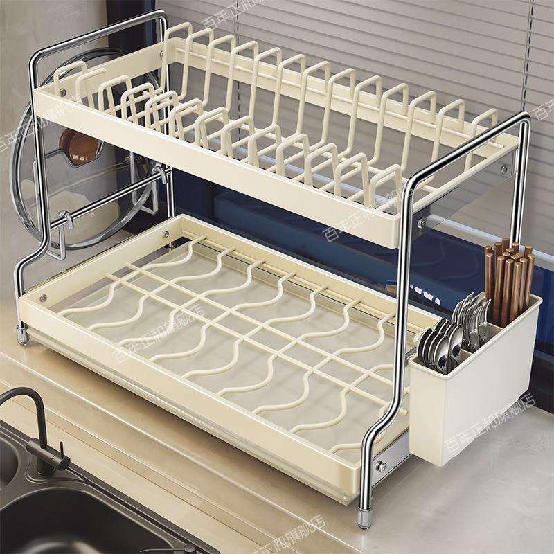 家用台面碗碟沥水架厨房碗盘收纳架子多功能碗柜放碗置物架筷子盒