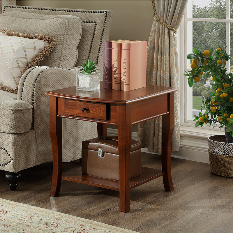 方几 实木 正方形美式边几边柜沙发角几客厅储物茶几迷你边桌方桌