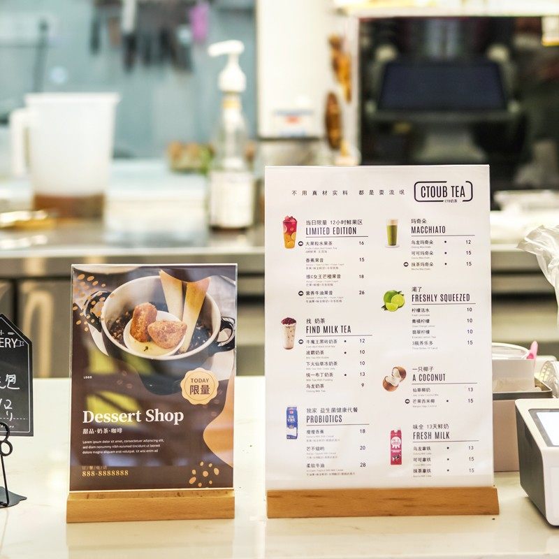 亚克力展示牌桌牌台卡定制立牌奶茶店饭店餐饮菜单台签美发店价目