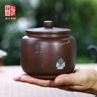 建水紫陶茶叶罐贰生小号醒茶罐手工制作部分二次复烧茶罐 M5 B68