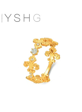 秦岚送辛芷蕾同款戒指 金色鸢尾花戒指指环食指尾戒小众时尚百搭