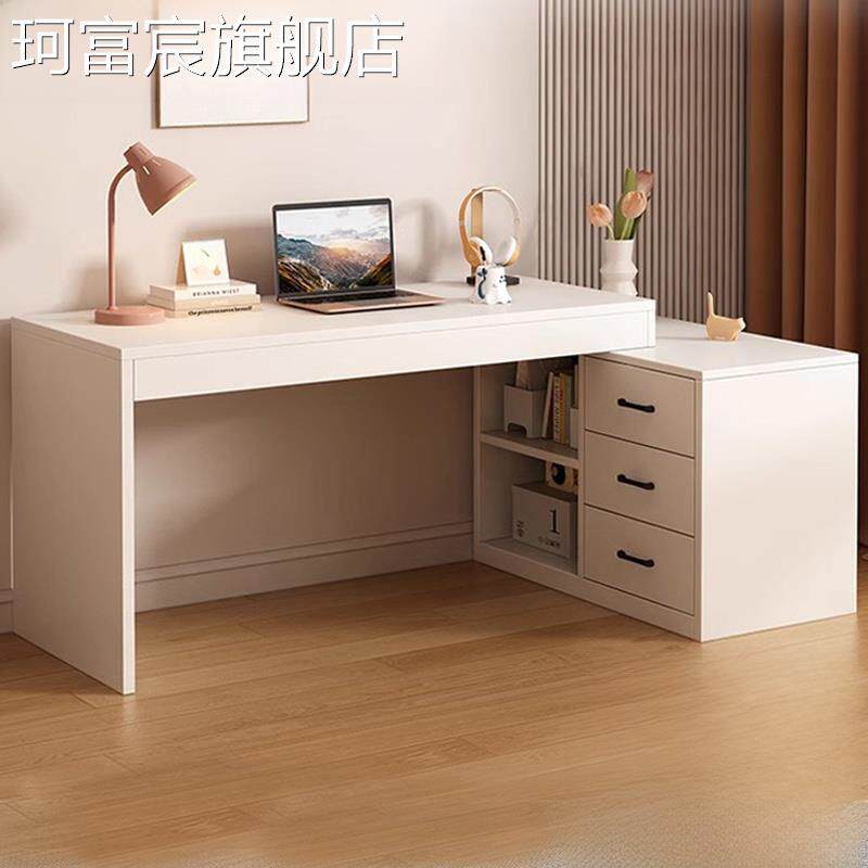 珂富宸电脑桌书架一体桌家用写字桌小户型卧室梳妆台办公桌转角双人书桌摆件饰品床笠拉车盖布