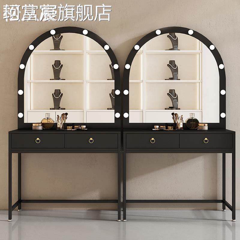 珂富宸影楼化妆台带灯专业婚纱店化妆 桌led灯泡化妆师梳妆台美容院专用摆件饰品床笠拉车盖布