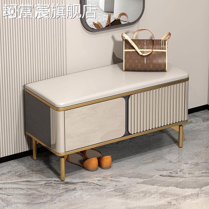 珂富宸轻奢换鞋凳家用门口一体鞋 柜 可坐式入户进门穿鞋凳网红玄关长条凳摆件饰品垫垫