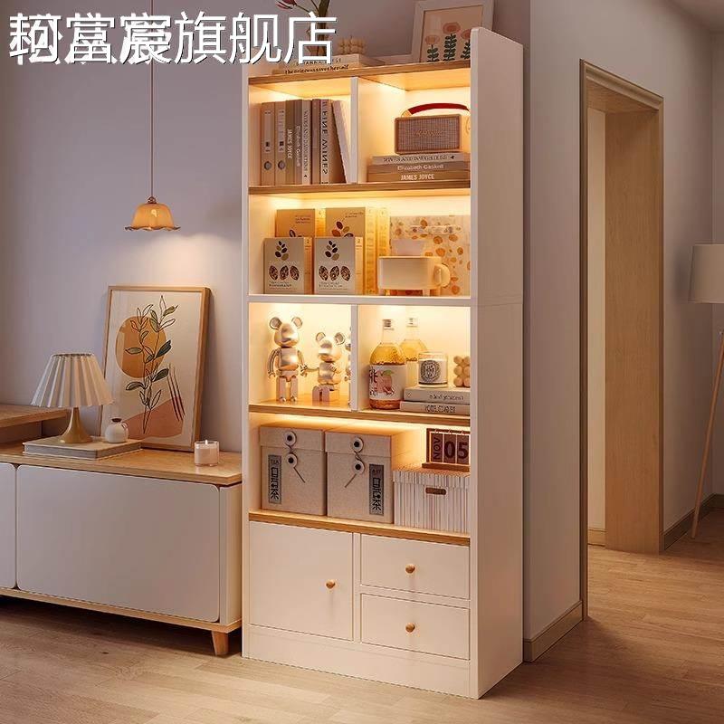 珂富宸电视 柜 旁书 架 落地置物 架 收纳 柜 子客厅展示 柜 靠墙简易家用储物书 柜摆件饰品摆件饰品