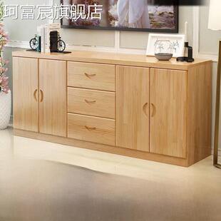 珂富宸2024全新全实木电视柜拓宽深化客厅乡村卧室储物柜松木地板到天花板柜摆件饰品床笠拉车