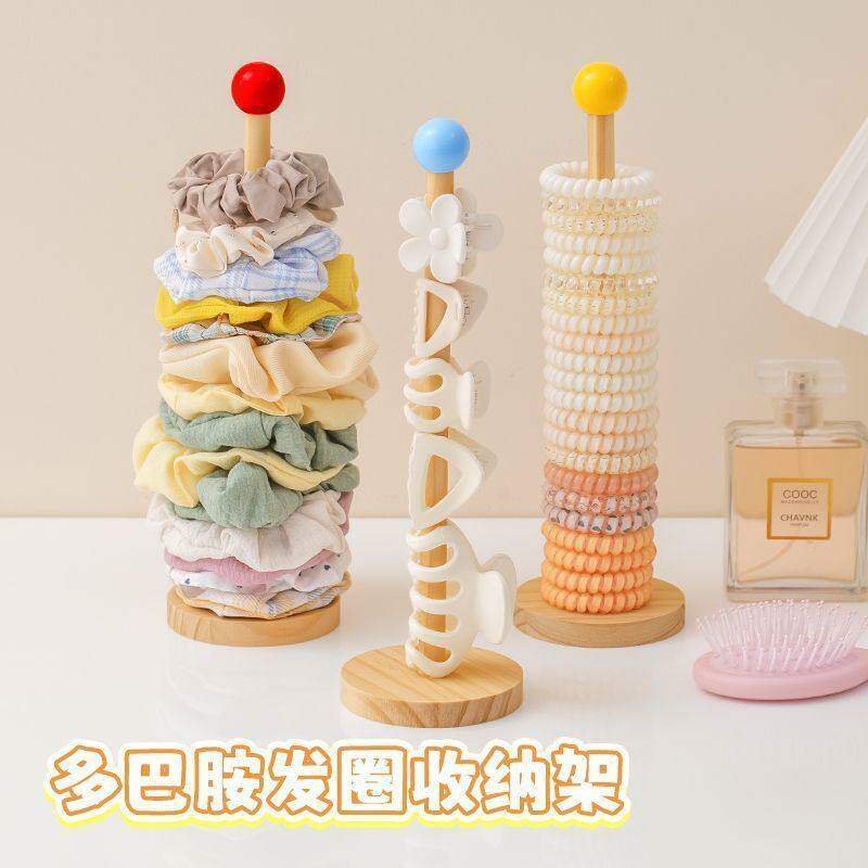 发圈收纳神器大肠发圈发饰置物架实木展示架发夹抓夹鲨鱼夹饰品架