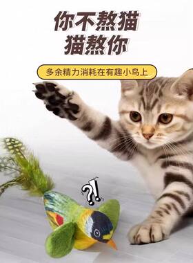 猫玩具发声叫叫鸟智能感应猫自嗨解闷神器一碰即响猫玩具仿真小鸟