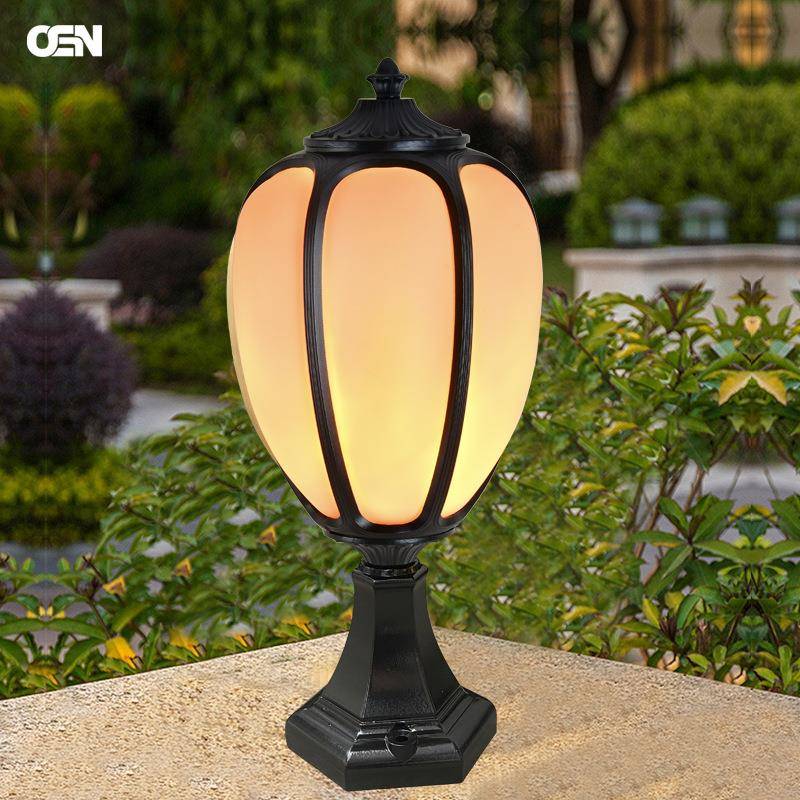 户外云石柱头灯户外防水南瓜柱头灯装饰围墙灯别墅庭院接电款景观