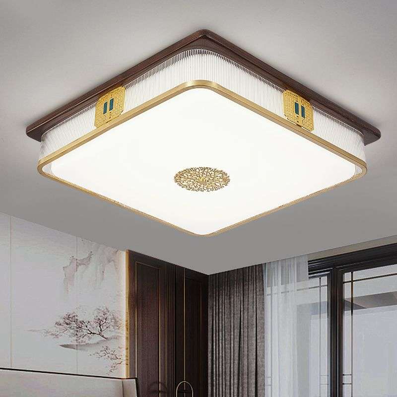 中山灯具家用中式客厅大厅主灯简约胡桃实木书房餐厅房间吸顶灯