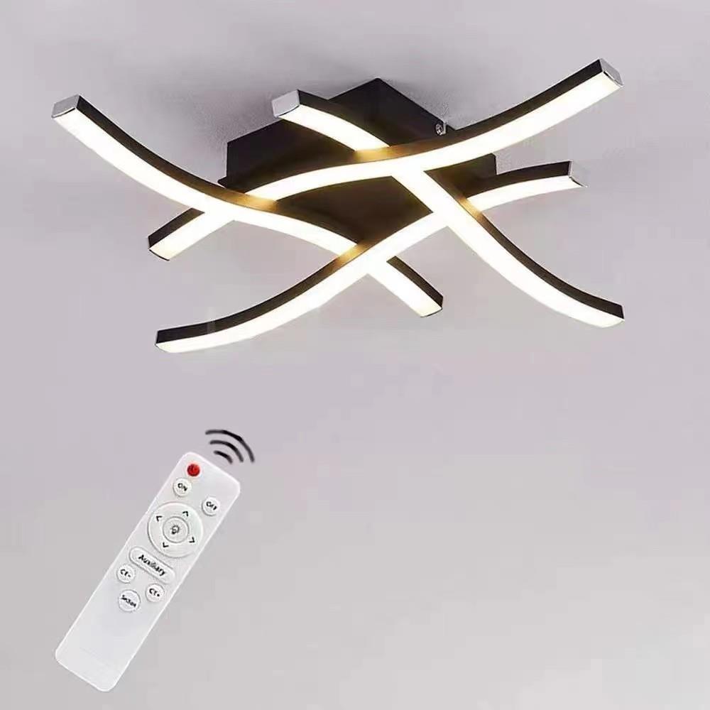 跨境爆款简约LED客厅卧室灯 四叉创意波浪线条餐厅走廊过道阳台吸